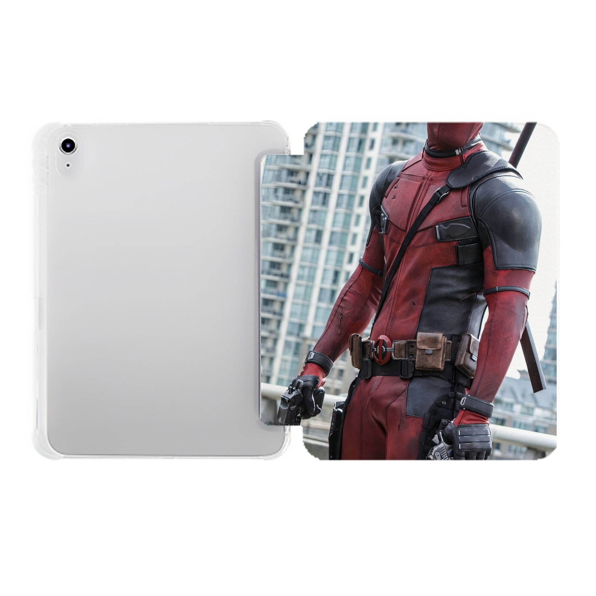 （画像用） Deadpool デッドプール IPad ケース ペン収納付き 三つ折りスタンド PUレザー×シリコン 対応機種9.5/10.5/10.9インチ